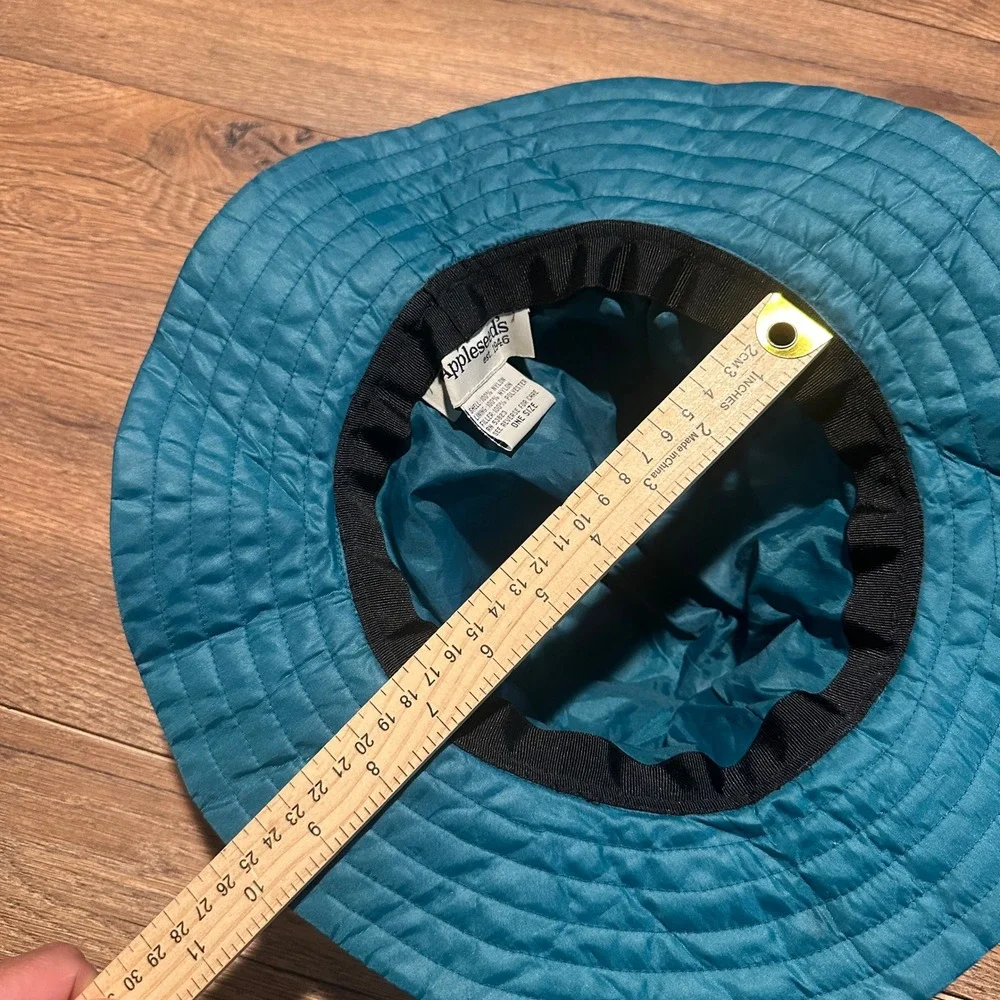 Vintage Appleseeds Teal Blue Quilted Bucket Hat Womens One Size